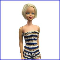 Vintage Barbie TWIGGY Doll #1185 TNT Bend Legs 1967 In Striped Swimsuit