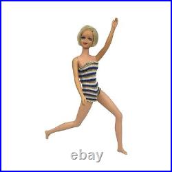 Vintage Barbie TWIGGY Doll #1185 TNT Bend Legs 1967 In Striped Swimsuit