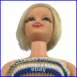 Vintage Barbie TWIGGY Doll #1185 TNT Bend Legs 1967 In Striped Swimsuit