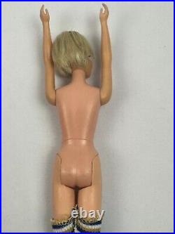 Vintage Barbie TWIGGY Doll #1185 TNT Bend Legs 1967 In Striped Swimsuit