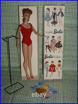 Vintage Barbie Titian Redhead #5 Ponytail BRAID withOriginal BOX, Stand, Booklet