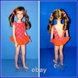 Vintage Barbie Twist N Turn Skipper with Original Curls, Original Swimsuit, Stand