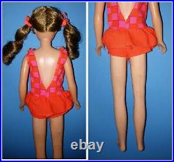 Vintage Barbie Twist N Turn Skipper with Original Curls, Original Swimsuit, Stand