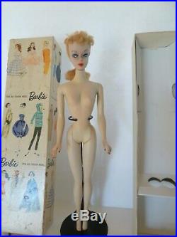 Vintage Barbie ponytail #2 blond-Fabulous! Square JAPAN box on foot withbox/Stand
