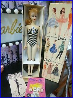 Vintage Barbie ponytail #2 blond-Fabulous! Square JAPAN box on foot withbox/Stand