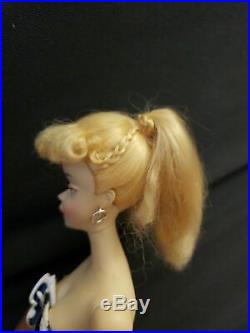 Vintage Barbie ponytail #3 blond original tm box, awning bangs #1 japan heels