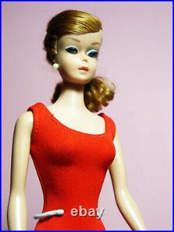Vintage Beautiful Barbie Swirl Ponytail Model #850 Titian Hair OSS Red Mules Exc