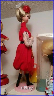 Vintage Big Eye Sakura Pose Doll Japan 1960's Cloth Mod Dress Brooch Bradley