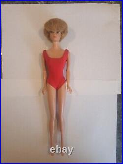 Vintage Blond Bubble Cut Barbie Doll with Red Swimsuit Mattel 1960's Japan