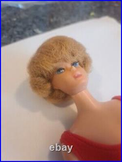Vintage Blond Bubble Cut Barbie Doll with Red Swimsuit Mattel 1960's Japan