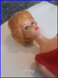 Vintage Blond Bubble Cut Barbie Doll with Red Swimsuit Mattel 1960's Japan