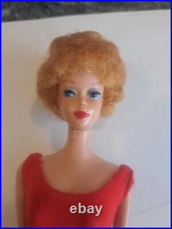 Vintage Blond Bubble Cut Barbie Doll with Red Swimsuit Mattel 1960's Japan