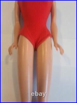 Vintage Blond Bubble Cut Barbie Doll with Red Swimsuit Mattel 1960's Japan