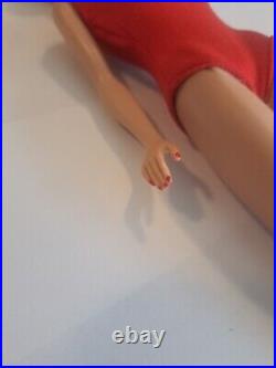 Vintage Blond Bubble Cut Barbie Doll with Red Swimsuit Mattel 1960's Japan