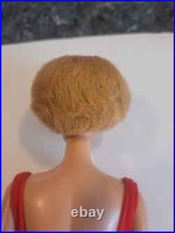 Vintage Blond Bubble Cut Barbie Doll with Red Swimsuit Mattel 1960's Japan