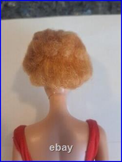 Vintage Blond Bubble Cut Barbie Doll with Red Swimsuit Mattel 1960's Japan