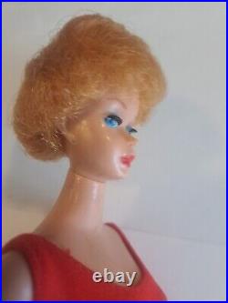 Vintage Blond Bubble Cut Barbie Doll with Red Swimsuit Mattel 1960's Japan