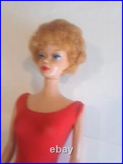 Vintage Blond Bubble Cut Barbie Doll with Red Swimsuit Mattel 1960's Japan