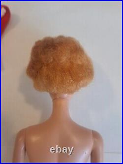 Vintage Blond Bubble Cut Barbie Doll with Red Swimsuit Mattel 1960's Japan