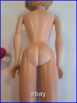 Vintage Blond Bubble Cut Barbie Doll with Red Swimsuit Mattel 1960's Japan