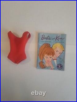 Vintage Blond Bubble Cut Barbie Doll with Red Swimsuit Mattel 1960's Japan