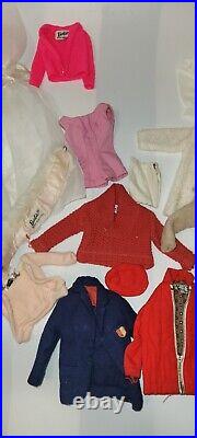 Vintage Blonde Bubble Cut Barbie Doll Pale Pink/White Lips EUC With Clothing Lot