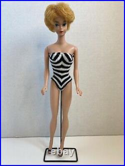Vintage Blonde First Issue 1961 Bubble Cut Barbie Original Suit Stand Shoes