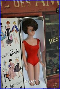 Vintage Brunette Barbie Doll Bubblecut BOX Red Swimsuit Bubble Cut Bubblegum Lip