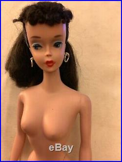Vintage Brunette Ponytail Barbie #4 Nipples, Soft Hair, Solid Body JAPAN TM T. M