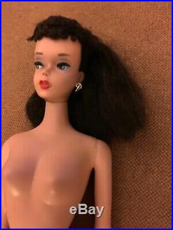 Vintage Brunette Ponytail Barbie #4 Nipples, Soft Hair, Solid Body JAPAN TM T. M