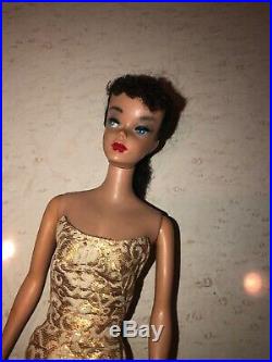 Vintage Brunette Ponytail Barbie Doll Pale Skin Marked Japan On Foot Pat Pending