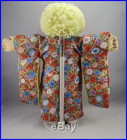 Vintage Cabbage Patch Kids CPK Girl Blue Eyes Red Flower Japan Tsukuda Kimono