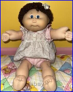 Vintage Cabbage Patch Kids Tsukuda Japan Doll Girl Brunette Loop Blue Eyes