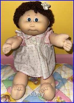 Vintage Cabbage Patch Kids Tsukuda Japan Doll Girl Brunette Loop Blue Eyes