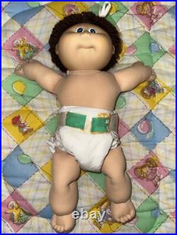 Vintage Cabbage Patch Kids Tsukuda Japan Doll Girl Brunette Loop Blue Eyes