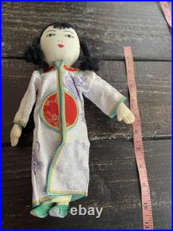 Vintage Chinese Cloth Dolls Family/Extra Wardrobe Asian Folk Dolls /Woven Case
