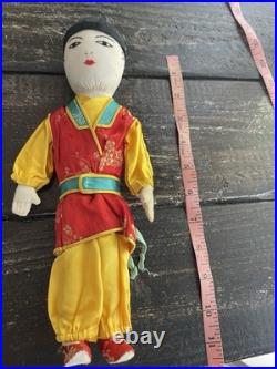 Vintage Chinese Cloth Dolls Family/Extra Wardrobe Asian Folk Dolls /Woven Case
