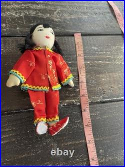 Vintage Chinese Cloth Dolls Family/Extra Wardrobe Asian Folk Dolls /Woven Case