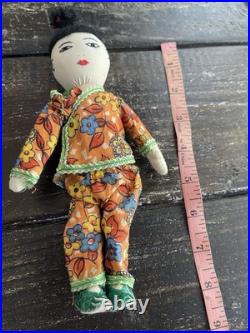 Vintage Chinese Cloth Dolls Family/Extra Wardrobe Asian Folk Dolls /Woven Case