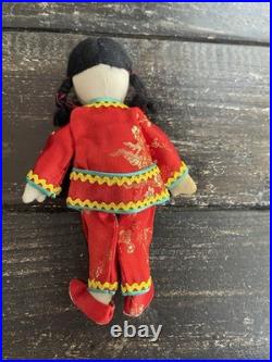 Vintage Chinese Cloth Dolls Family/Extra Wardrobe Asian Folk Dolls /Woven Case