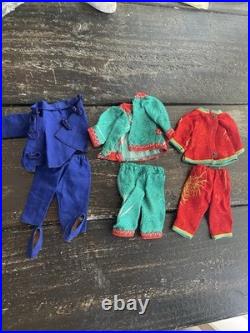 Vintage Chinese Cloth Dolls Family/Extra Wardrobe Asian Folk Dolls /Woven Case