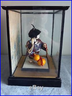 Vintage Collectible Japanese Geisha Girl Kimono Figurine Doll Japan in Glass Box