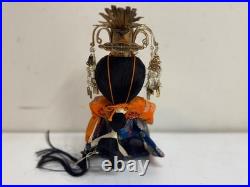 Vintage Collection of 5 Japanese Hina Dolls with Orange & Blue Floral Dec