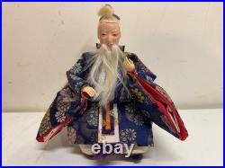 Vintage Collection of 5 Japanese Hina Dolls with Orange & Blue Floral Dec