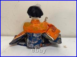 Vintage Collection of 5 Japanese Hina Dolls with Orange & Blue Floral Dec