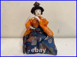 Vintage Collection of 5 Japanese Hina Dolls with Orange & Blue Floral Dec