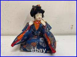 Vintage Collection of 5 Japanese Hina Dolls with Orange & Blue Floral Dec