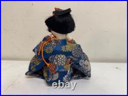 Vintage Collection of 5 Japanese Hina Dolls with Orange & Blue Floral Dec