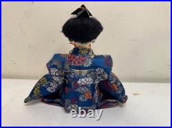 Vintage Collection of 5 Japanese Hina Dolls with Orange & Blue Floral Dec