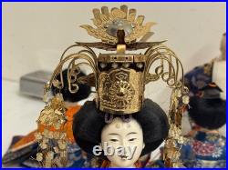 Vintage Collection of 5 Japanese Hina Dolls with Orange & Blue Floral Dec
